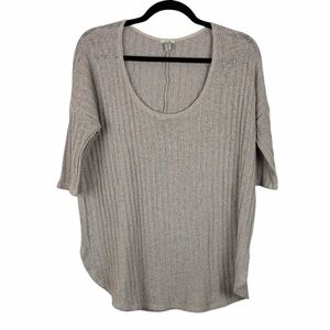 Urban Outfitters Écoté Ribbed Knit Short Sleeve Tunic Top Taupe Size Medium